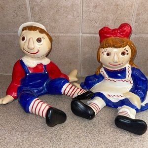 Vintage Raggedy Ann and Andy Hand Painted Ceramics: MCM: Retro Decor